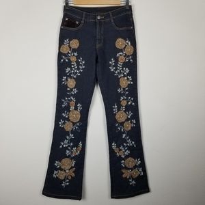 AZI Embellished Blue Stretch Bootcut Jeans NWOT